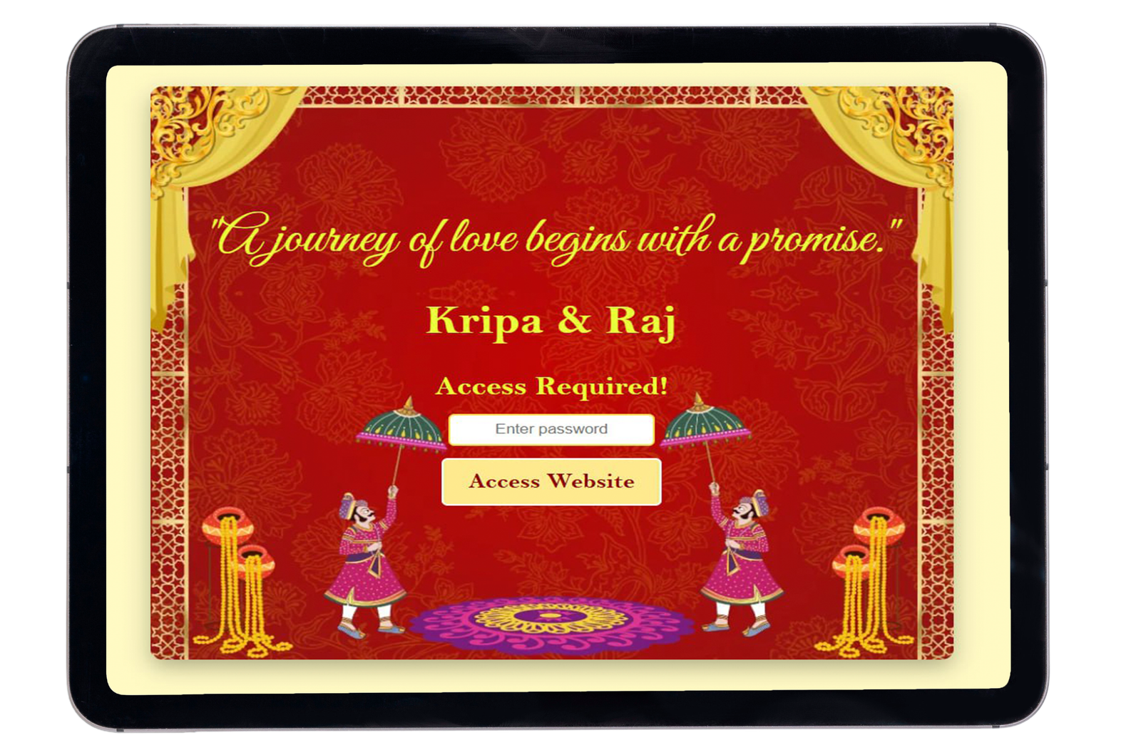 Password protected private digital wedding album
